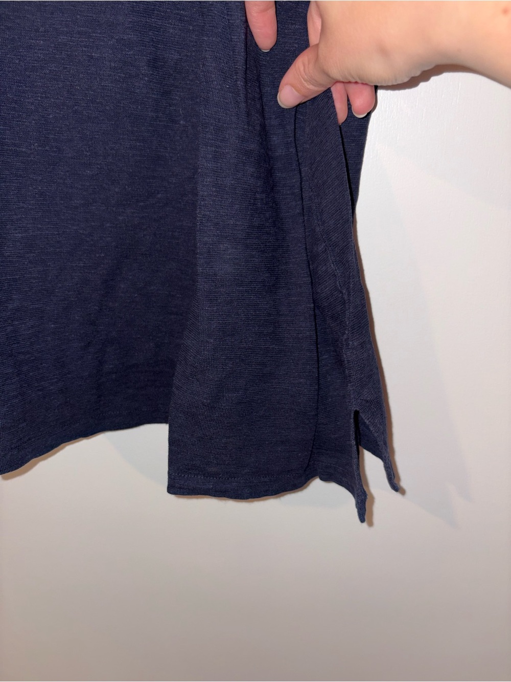 Eileen Fisher Relaxed Scoop Neck Rolled Short-Sleeve Tee in Deep Navy - Picture 3 of 8